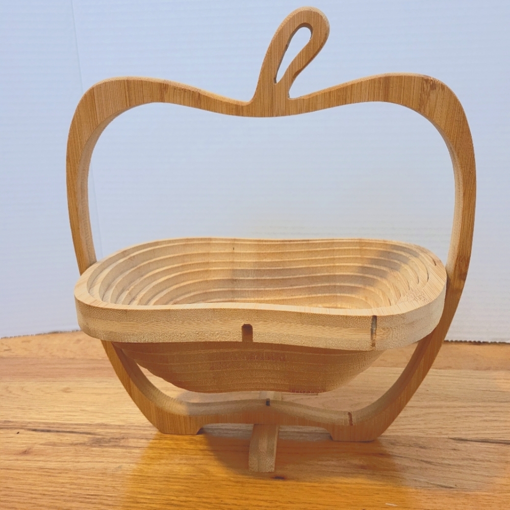 Wooden Apple Fruit Basket - Natural Bamboo